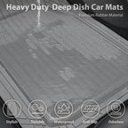 CAR PASS Heavy Duty Rubber Floor Mats for Car, Waterproof Liner Deep Dish Car Mats Full Sets, Universal Trim to Fit for SUV Truck Sedans Vans, All Weather Automotive Floor Mats 3pcs, Solid Gray