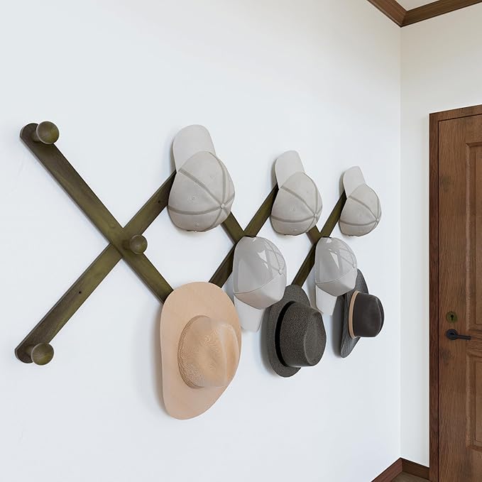 SKOLOO Hat Rack for Wall with 11 Hooks, 24 inch Solid Wooden, Modern, Huge Coat Rack Wall Mount for Coats, Hats, Bags, Cowboy