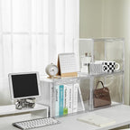 LXLXXL Cube Storage Organizer Acrylic Book Case Display Case Box Stackable Book Storage Containers With Magnetic Door Clear P
