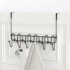 Deco Brothers Over The Door Hook Organizer with 11 Hooks, Black