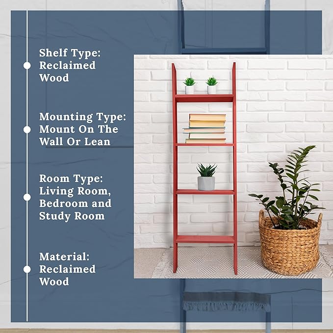 BARNWOODUSA Throw Blanket Ladder – Fully Assembled Reclaimed Wood – Rustic Decorative Ladder for Towels, Quilts, & More – Per
