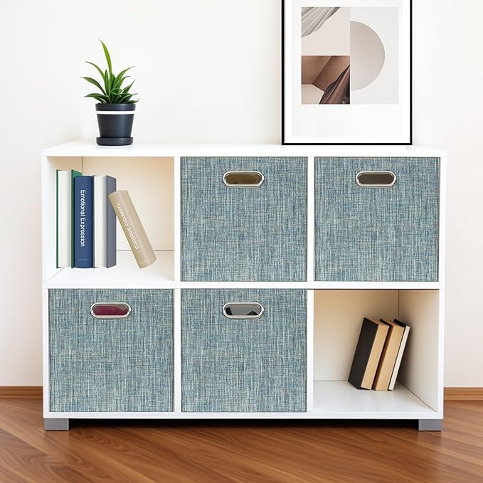 Posprica Storage Basket Bins,13×13×13 Foldable Storage Boxes Fabric Drawer Cubes for Closet Shelf Cabinet Bookcase - Set of 4