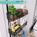 HapiRm Over The Door Hanger with Coat Hooks and 2 Baskets, Rustproof & Waterproof Over The Door Hooks, Storage Organizer for 