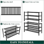 Smiry Bamboo Shoe Rack for Closet, 6 Tier Wooden Stackable Shoe Organizer, Free Standing Shoes Storage Shelf for Entryway, Fr