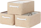 Bidtakay Small Storage Baskets for Shelves 3 Pack Fabric Storage Bins for Organizing Linen Collapsible Organizer for Closet-F