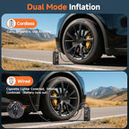 OlarHike Cordless Tire Inflator Portable Air Compressor,Mini Bike Pump with LED Light & Digital Pressure Gauge, Dual Power Air Pump for Car Tires, Motorcycle, Bicycle, Ball