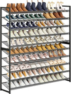 Large Shoe Rack 10 Tier Shoe Organizer, Heavy Duty Metal 5-Tier Stackable Shoe Storage Vertical Shoe Rack for Closet Front Do