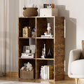 COMHOMA 6 Wood Cube Storage Organizer with Open Back and Removable Back Panels, 11In Brown Cube Storage Bookshelf, Cubicle Sh