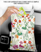 Car Trash Can, Durable Hanging Car Trash Garbage Bag, Cute Automotive Garbage Cans Organizer, Cute Colorful Wildflower