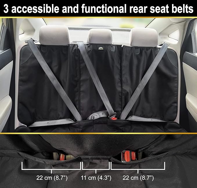 Car Seat Protector, Under Child Car Seats Cover | Waterproof, 3 Functional Rear Belts, Baby Carseat Cushion, Covers Fabric an