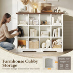 OffiGo 12 Cube Organizer Bookcase, Modern Farmhouse Open Shelf for Storage Bins & Decor, Display Bookshelf Console Closet for