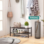 viewcare 2-Tier Shoe Rack for Entryway, Bamboo Shoe Rack for Closet, Free Standing Shoe Racks for Indoor Outdoor, Stackable S