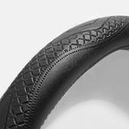 Red Rain Black Cowhide Steering Wheel Covers Genuine Leather Car Steering Wheel Cover Protector Universal 15inch Wheel Cover Size M for Car SUV Truck (C-Black-M)