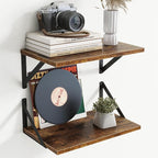 8" Deep Floating Shelves for Wall,16 inch Wood Wall Shelves Set of 2,Wide Floating Bookshelf with Sturdy Metal Brackets,Hangi