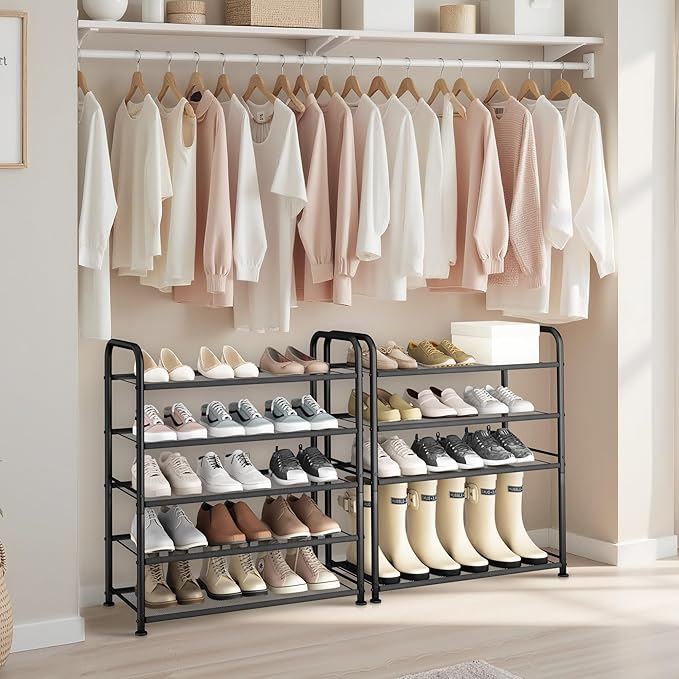 STO STO 5-Tier Shoe Rack with Sturdy Mesh Shelves, Heavy Duty Metal Shoe Organizer for Entryway, Closet, Garage, Front Door, 