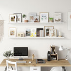 Picture Ledge Shelf, Floating Shelves Set of 2, Solid Ash Wood 72'' Long Large Nursery Book Shelves for Toys Storage, Kids Bo