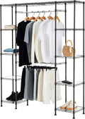 Amazon Basics Expandable Metal Hanging Closet Organizer and Storage Rack Wardrobe with Shelves, 57-80''L x 14''W x 72''H, Bro