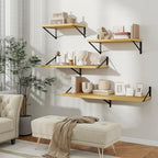 Floating Shelves, 24W x 12D Wall Shelves Set of 2, 12 Inch Deep Rustic Wood Wall Storage, Heavy Duty Metal Brackets, Large In