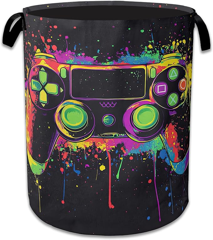 Game Controlle Laundry Basket Collapsible Laundry Hamper Clothes Toy Storage Bin for Bathroom Bedroom Room Decor 16" X 20.8"