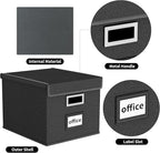 Huolewa New Portable File Organizer Boxes Set of 4, Collapsible Linen Hanging Filing Storage Boxes with Plastic Slide, Decora