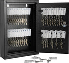 KYODOLED Key Storage Lock Box Wall Mount, Locking 40 Key Cabinet Holder Box with Key Lock, Hooks & Labels for Home, Office, C