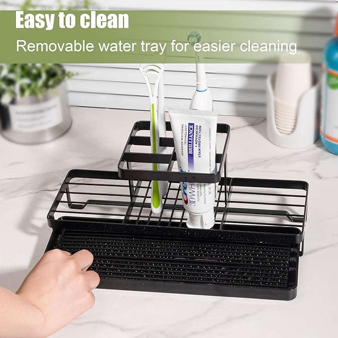 Toothbrush Holders for Bathrooms, Carbon Steel Tooth Brushing Holder Electric Toothbrush and Toothpaste Organizer Bathroom Ac