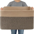 JMvicyroam Woven Blanket Basket,65L Large Storage Bin for Blankets Toys Clothes,Decorative Rope Basket for Living Room Bedroo