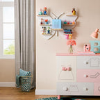 Butterfly Tonie Shelf for Tonie&TonieBox - White Magnetic Wooden Floating Shelves for Storage, Cute Tonie Wall Shelf for 20-3