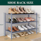 Smiry Bamboo Shoe Rack 3-Tier, Stackable Wooden Shoe Organizer for Entryway & Closet, Free Standing Wood Shoe Storage Shelf f