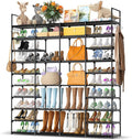 Kottwca 4 Row 10 Tier Large Shoe Rack Organizer for Closet Entryway, 72-80 Pair Shoe Boot Storage Rack, Metal Shoe Shelf Big 