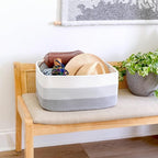 NaturalCozy Storage Baskets 16.8”x13”x7.6” Cotton Rope Woven Baskets for Organizing 3-Pack | Toy Storage Bins | Basket for Sh