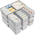 Vtopmart 18 Pack Baby Clothes Organizer, Dresser Drawer Organizer for Baby Clothing, Foldable Fabric Closet Drawer Storage Bi