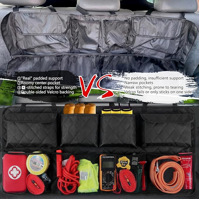 Car Trunk Hanging Organizer 3D Textured Ripple Design, Cotton-Padded Farewell to Collapse, Reinforced Stitching, Extra-Wide P