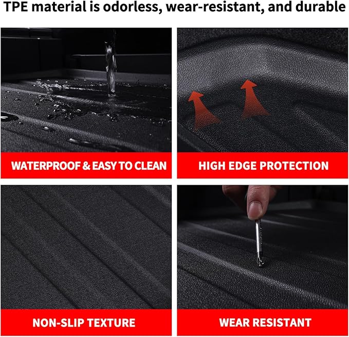 Cargo Mat Compatible with 2020-2025 Ford Explorer 6&7 Passenger - All-Weather Trunk Liner with Backrest Mat, Easy-Clean TPE Protector, Custom-Fit for Explorer Accessories