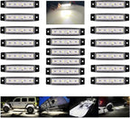 20 Pcs Rock Lights White Strip Lights Wheel Fender Well Underglow Led Lights for Cars Exterior Side Marker for Truck Golf Cart Wrangler RV RV SUV Offroad