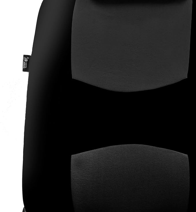 FH Group Front Set Cloth Car Seat Cover for Bucket Seats, Universal Fit, Airbag Compatible, Seat Covers for SUV, Van, Black