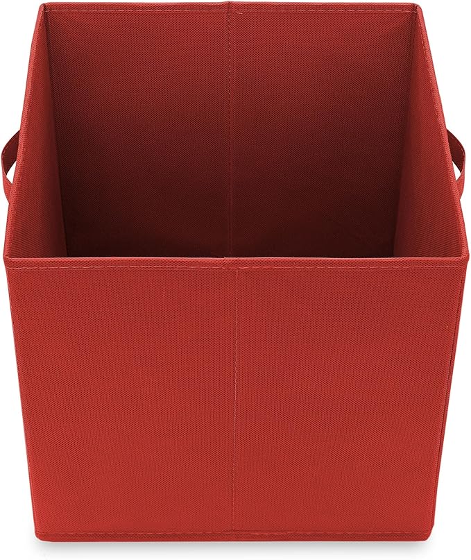 Casafield Set of 6 Collapsible Fabric Cube Storage Bins, Red - 13" Foldable Cloth Baskets for Shelves, Cubby Organizers & Mor