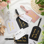 Sweetude 48 Sets Leather Luggage Tag Bulk and So The Adventure Begins Luggage Tags with Name Card for Wedding Bridal Shower B