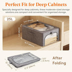 Lifewit Clothes Storage Bins with Metal Frame 3 Pack, Fabric Stackable Storage Bags with Lids, Zipper, Foldable Clost Organiz