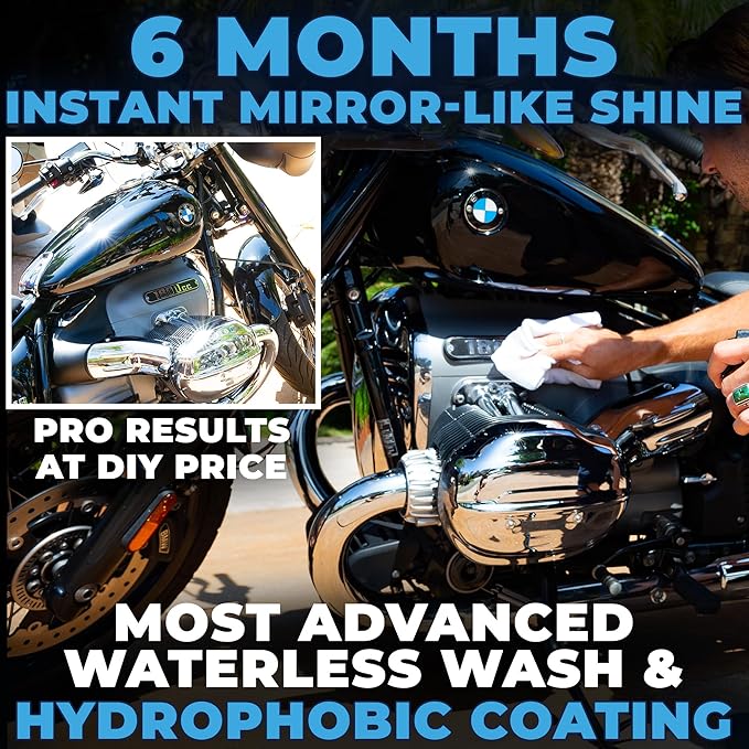 Flowgenix™ Waterless Car Wash Spray - Grand Finale - Motorcycle Cleaner & Car Wax Polish (8 oz) - Ceramic Coating - Incl. 2 M