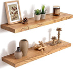 30 Inch Floating Shelves for Wall, 8"D High End Solid Hardwood Shelves for Decor Storage, Rustic Wall Shelves with Invisible 