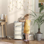 Qaba 4 Tier Kids Storage Unit, Toy Organizers and Storage with 4 Drawer Chest for Kids Bedroom Nursery Kindergarten Living Ro