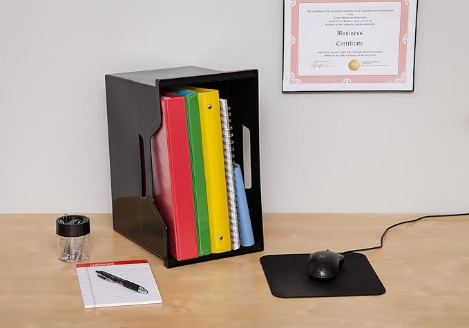 IRIS USA Large Portable Desktop File Box with Open Lid, 4 Pack, Side Handles, Hanging File Folders, Tabs & Inserts, Letter Si