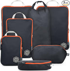TRIPPED XL Compression Packing Cubes — 7-Piece Set for Checked Luggage | Extra-Large (15.7"×11"×4") + Large + Small + Tube + 