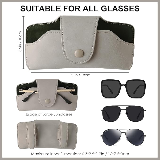 Car Sunglasses Holder for Car Visor Vegan Leather Auto Eyeglass Case with Clip Automotive Interior Visor Accessories