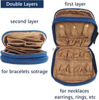 Travel Jewelry Case Small Jewelry Organizer Purse Jewelry Bag Women Jewelry Purse Double Layers for Bracelet Rings Earring Ne