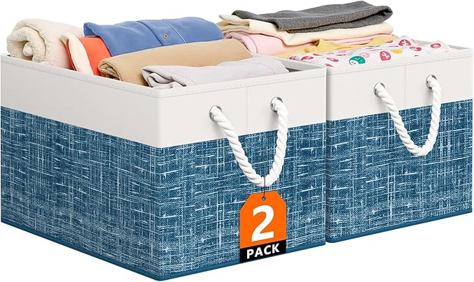 StorageTastic Storage Bin,Collapsible Storage Basket For Organizing,Large Storage Boxes With Rope Handles,Storage Containers,