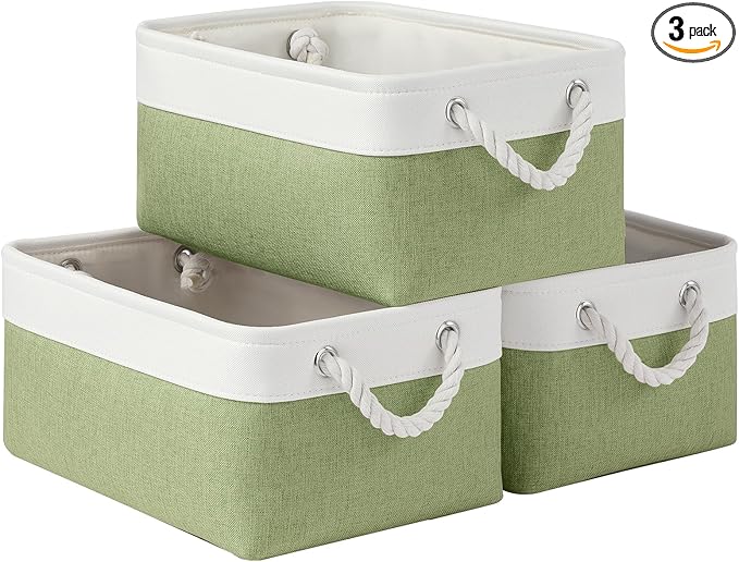 Storage Baskets for Shelves 13.8x9.8x6.7 Inch, Foldable Fabric Storage Bins with Handles, Small Storage Baskets for Organizin