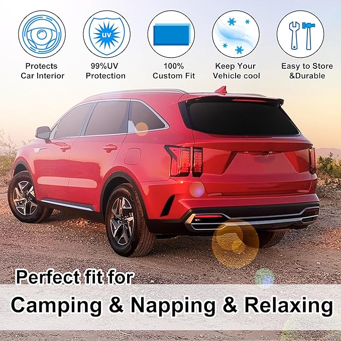 TINGLU Window Shades for Kia Sorento SUV 2021-2025 2026 Accessories Side Full Windows Rear Triangular Windshield Sun Shade Sun UV Rays & Privacy Protection for Camping,Napping,and Relaxing 8PCS