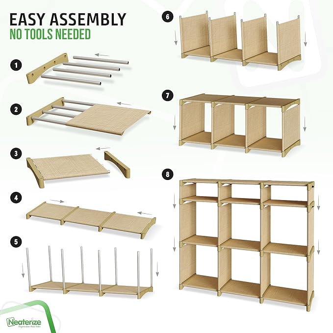 Cube Storage Organizer with Storage Bins Included - The Perfect Closet Organizers and Storage Solution. Includes 9 Storage Cu
